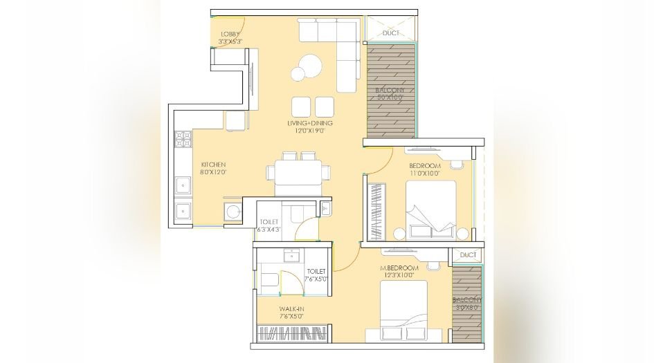Urway-Aikyam-2BHK-811sqft-unit-plan